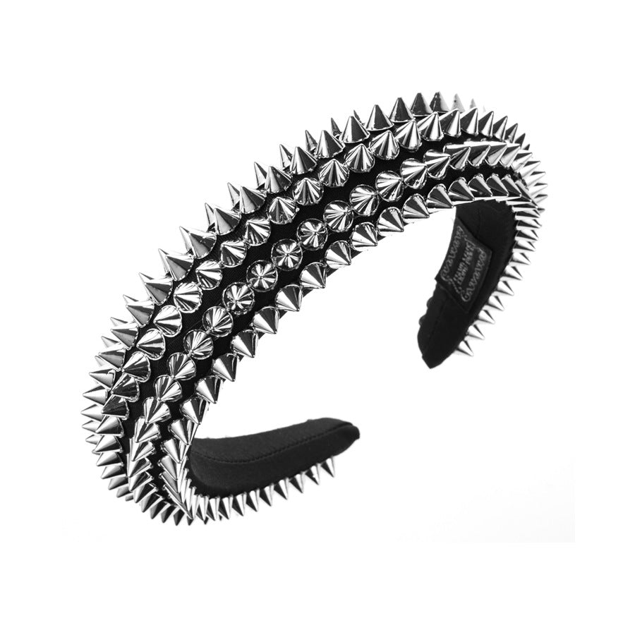 Wholesale Gothic Rivet Sponge Baroque Ball Catwalk Headband